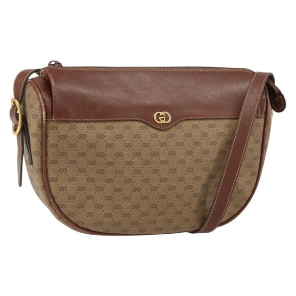 Authentic GUCCI Micro GG Supreme Shoulder Bag PVC Beige Gold 001 115 4001